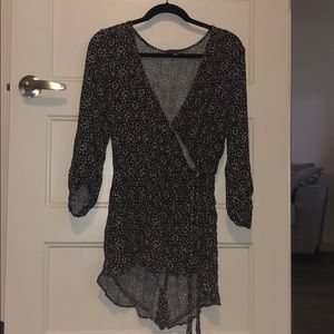 Black and white floral romper